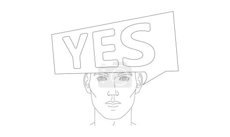 Illustration for Face male, man says yes, speech bubbles. Vector illustration - Royalty Free Image