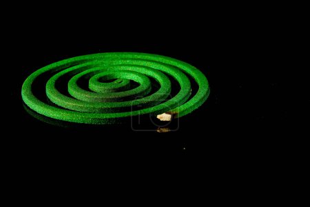 Close-up view of anti-mosquito burner on black background.