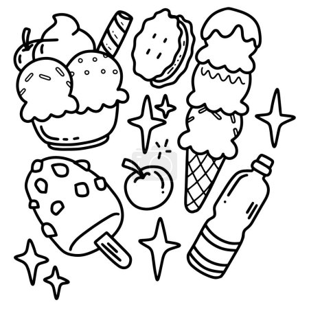 Essen und süße Doodles Element Design.