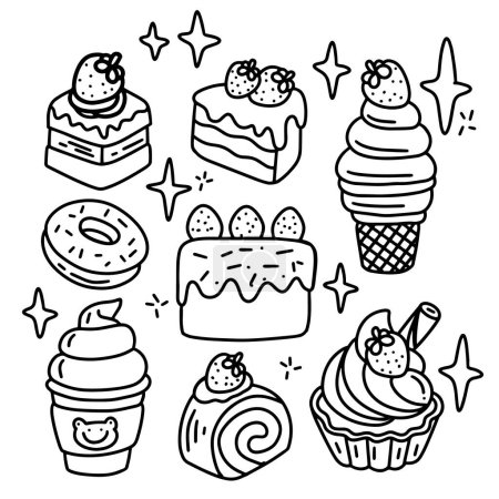 food and sweet doodles element design.