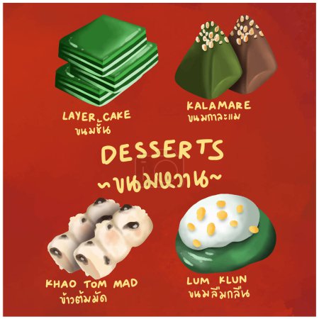 thailändische Desserts Element Design für Vorlagen.