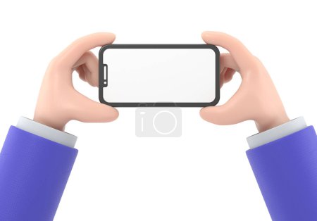 Téléchargez les photos : Homme tenant téléphone intelligent isolé fond blanc - en image libre de droit