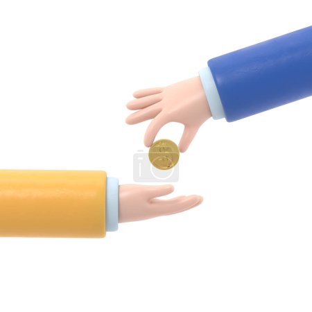 Photo for Cartoon Gesture Icon Mockup.Businessman giving money to beggar.Supports PNG files with transparent backgrounds. - Royalty Free Image