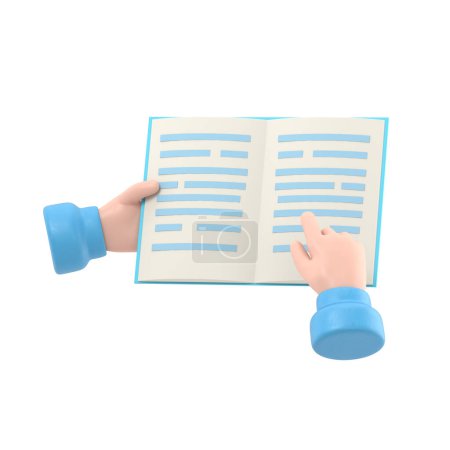 Cartoon Gesture Icon Mockup.Open book in hands,reading,education,Supports PNG files with transparent backgrounds.