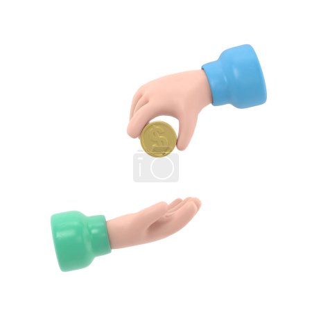 Photo for Cartoon Gesture Icon Mockup.Businessman giving money to beggar.Supports PNG files with transparent backgrounds. - Royalty Free Image
