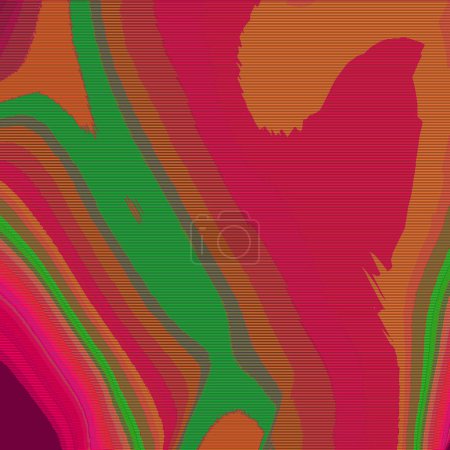 Photo for Circles atom look-alike, wavy, pixelated, gradient, foggy and blowy multicolor abstract design - Royalty Free Image