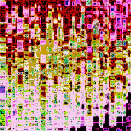 Foto de Cuadrados bloques, difuminado, tembloroso y gradiente formas multicolores de varios tamaños - Imagen libre de derechos