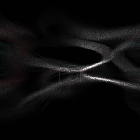 Foto de Gradiente elegante, pixelado, tembloroso, borroso y ventoso negro y verde oscuro formas de varios tamaños flotando sobre el suelo llano - Imagen libre de derechos