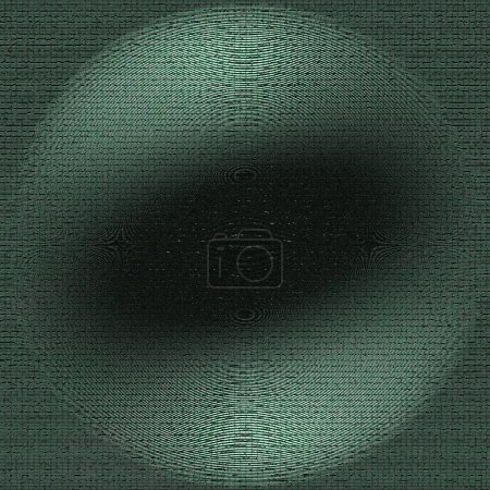 Foto de Átomos esféricos átomos se parecen, borroso y mosaico azulejos verde marino oscuro, luz cian y fondo negro - Imagen libre de derechos