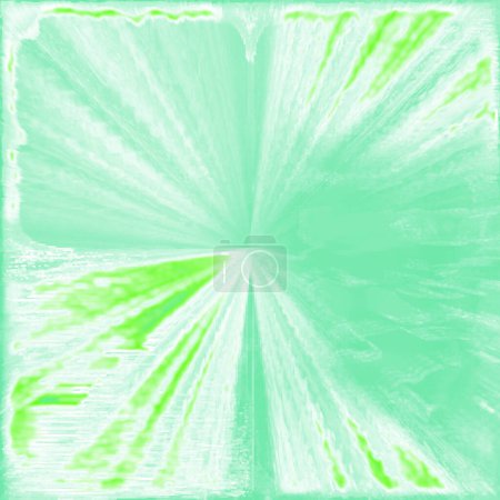 Foto de Bolas átomo se parecen, gradiente, ondulado, borroso, soplado, muchos puntos y bloques de color turquesa pálido y pintura verde claro flotando sobre suelo inocente - Imagen libre de derechos