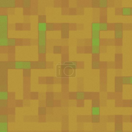 Photo for Atomic atom look-alike, wavy, blur, many dots, gradient, blowy, many squares and squares peru, sienna and yellow green paint on plain ground - Royalty Free Image