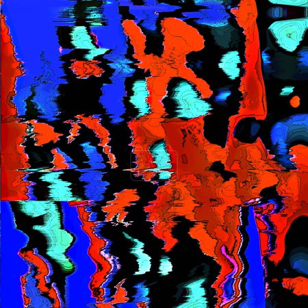 Foto de Bolas atómicas, gradiente, muchos puntos, difuminado, tembloroso y soplado patrones multicolores flotando sobre la pared inocente - Imagen libre de derechos