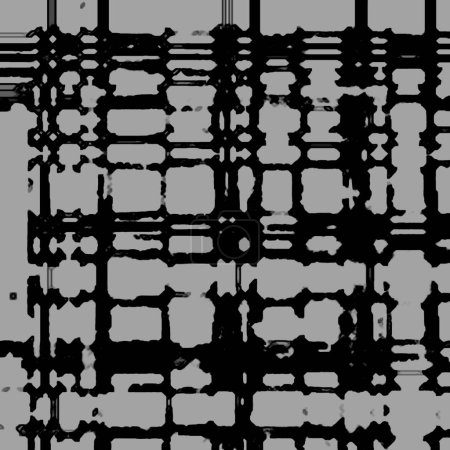 Foto de Círculos atómico, tembloroso, poco claro, gradiente y pixelado gris oscuro, negro y gris oscuro formas de varios tamaños en extraño inocente piso blanco - Imagen libre de derechos