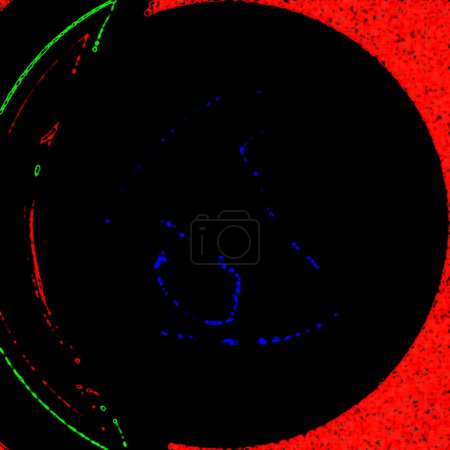 Zypern Maxwell Pretend, Atomic atom look-alike, wackelig, Steigung, viele Punkte, blasse und verschwommene schwarze, rote und purpurrote Muster 