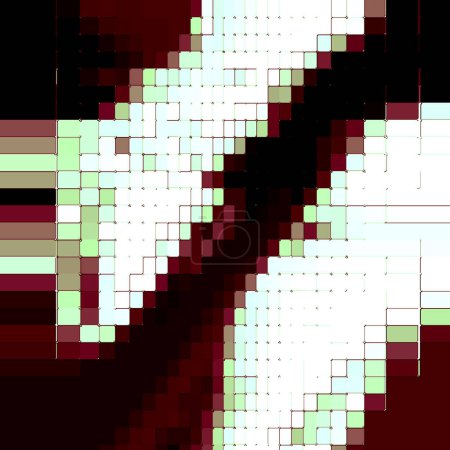 Foto de Expresiones Inyección, cubos bloqueados, niebla, muchos puntos, gradiente, ventoso, cuadrados y diseño abstracto multicolor redondo - Imagen libre de derechos