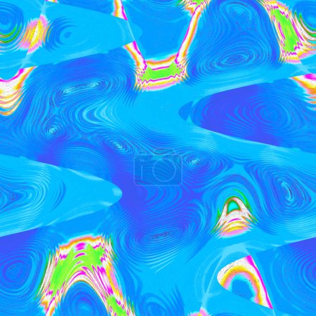 Photo for Males Proofs, Squares blocks, wavy, gradient, blur, breezy and pixelate deep sky blue, white and lavender blush abstract design hovering over beautiful ground - Royalty Free Image