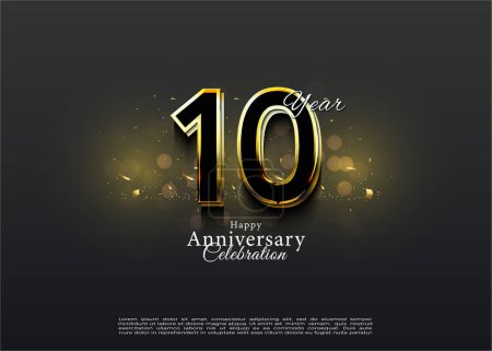Ilustración de 10º aniversario con elegante concepto de celebración. vector de diseño premium. - Imagen libre de derechos