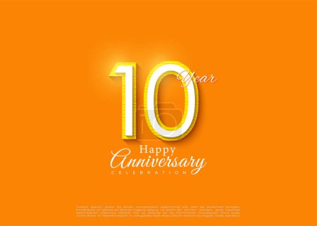Ilustración de 10º aniversario sobre fondo naranja. vector de diseño premium. - Imagen libre de derechos