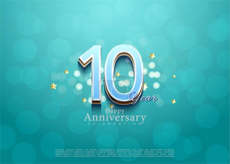 Ilustración de 10º aniversario con fondo de burbuja transparente. vector de diseño premium. - Imagen libre de derechos