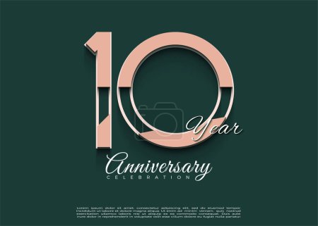 Ilustración de 10º aniversario con fondo verde limpio y liso. vector de diseño premium. - Imagen libre de derechos