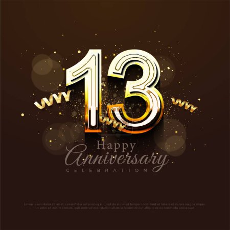 Ilustración de 13º aniversario con números de celebración elegantes y elegantes. vector de diseño premium. - Imagen libre de derechos