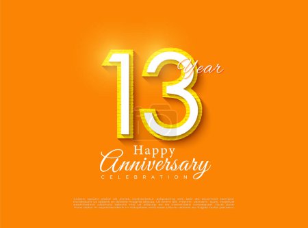 Ilustración de 13º aniversario sobre fondo naranja. vector de diseño premium. - Imagen libre de derechos