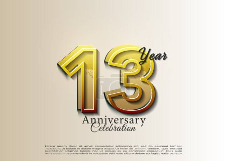 Ilustración de 13º aniversario con números simples y únicos. vector de diseño premium. - Imagen libre de derechos