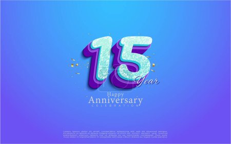 Téléchargez les illustrations : 15e anniversaire avec de beaux numéros de célébration 3d. vecteur premium design. - en licence libre de droit