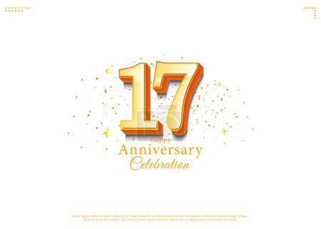 Ilustración de Celebración del 17 aniversario. diseño vector premium. - Imagen libre de derechos