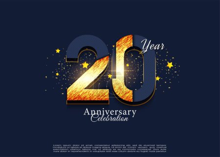 Ilustración de 20º aniversario con números texturizados brillantes. vector de diseño premium. - Imagen libre de derechos