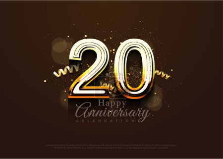 Ilustración de 20º aniversario con números de celebración elegantes y elegantes. vector de diseño premium. - Imagen libre de derechos