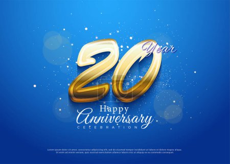 Ilustración de 20º aniversario con números clásicos de celebración de oro. vector de diseño premium. - Imagen libre de derechos