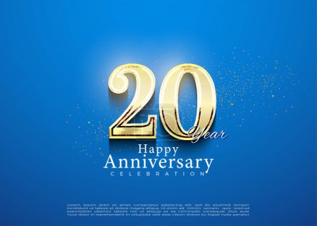 Ilustración de 20º aniversario sobre fondo azul. vector de diseño premium. - Imagen libre de derechos
