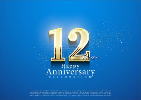12th anniversary on blue background. vector premium design.