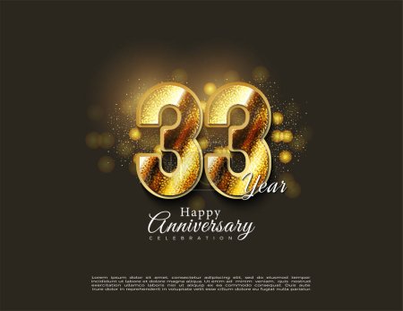 Illustration for 33rd anniversary with textured numbers and color combinations. vector premium design. - Royalty Free Image