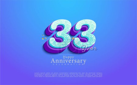 Illustration for 33rd anniversary with beautiful 3d celebration numbers. vector premium design. - Royalty Free Image