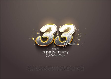 Illustration for 33rd anniversary with an identical concept in brown. vector premium design. - Royalty Free Image
