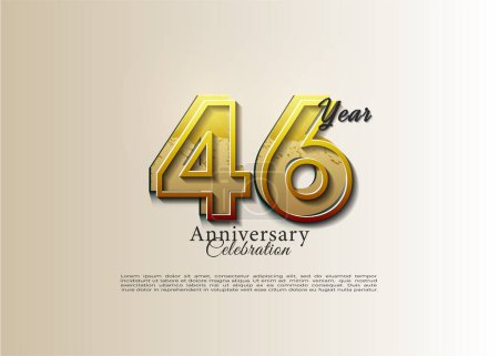 Ilustración de 46º aniversario con números simples y únicos. vector de diseño premium. - Imagen libre de derechos