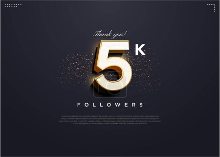 5k followers celebration with golden light effect background. design premium vector.