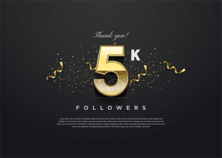 celebration 5k followers with gold number combine. design premium vector.