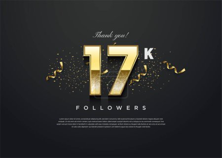 Illustration for Very elegant gold number for 17k followers celebration. - Royalty Free Image