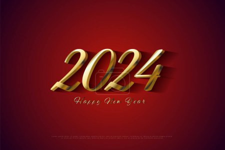 Ilustración de Números de oro combinados con fuentes clásicas para la celebración del año nuevo 2024. - Imagen libre de derechos