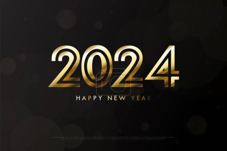 Shiny gold 2024 number illustration with transparent bubble effect which makes it more exsthetic.