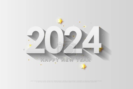 Ilustración de Un toque de color para un banner de año nuevo 2024 simple y sutil. 2024 nuevo año número de diseño. - Imagen libre de derechos