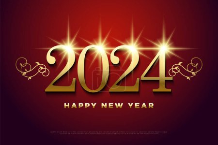 Ilustración de Un toque de brillo y efectos de luz en cada número de la celebración del año nuevo 2024. - Imagen libre de derechos