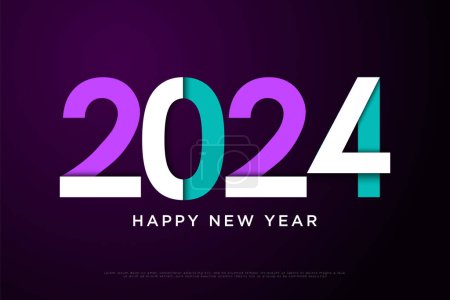 Ilustración de Con ilustraciones de números doblados con un toque de diferentes colores. año nuevo 2024. - Imagen libre de derechos