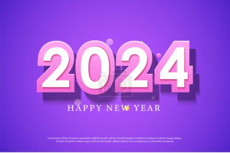 Ilustración de Hermoso y sutil concepto de color para 2024 folleto de año nuevo. Logotipo número 2024. - Imagen libre de derechos