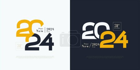 Illustration for Happy new year 2024 with simple color numbers and looks very beautiful. - Royalty Free Image