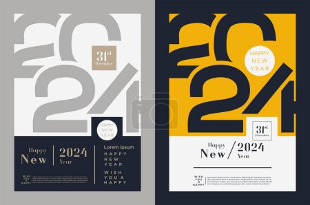 Ilustración de Feliz año nuevo 2024 con el concepto simple y el color, números de corte de papel clásico. - Imagen libre de derechos