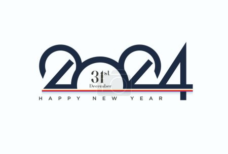 Ilustración de Feliz año nuevo 2024 con un diseño de número único y muy simple para colorear. vectores diseños premium. - Imagen libre de derechos
